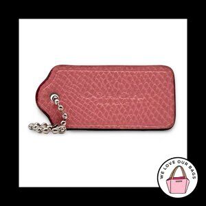 2" COACH NEW YORK Pink Pebbled Leather Nickel Fob Bag Charm Keychain Hang Tag